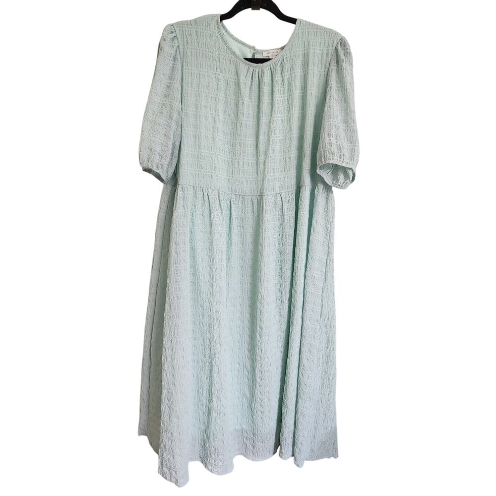 Anniewear Textured Mint Green Midi Dress Sz L Cottagecore Modest
